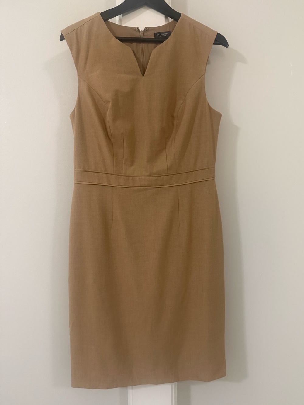 The Limited Tan Notch-Neck Midi Sheath Dress